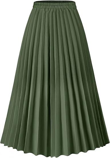 Green Pleated Skirt